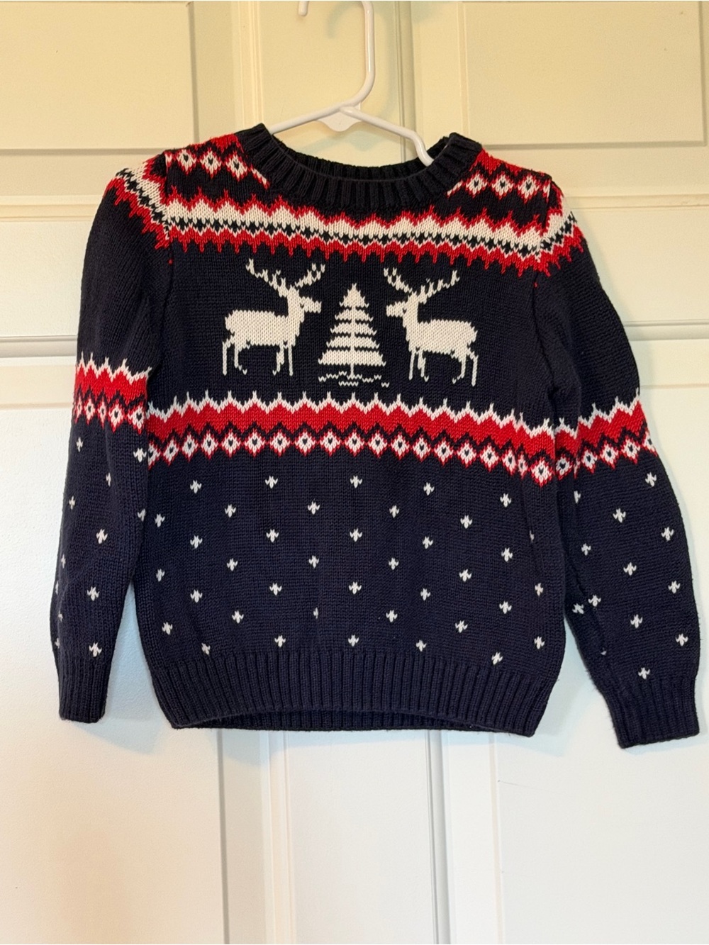 Kid's Janie and Jack Navy Reindeer Fair Isle Sweater - Classic Holiday Knit